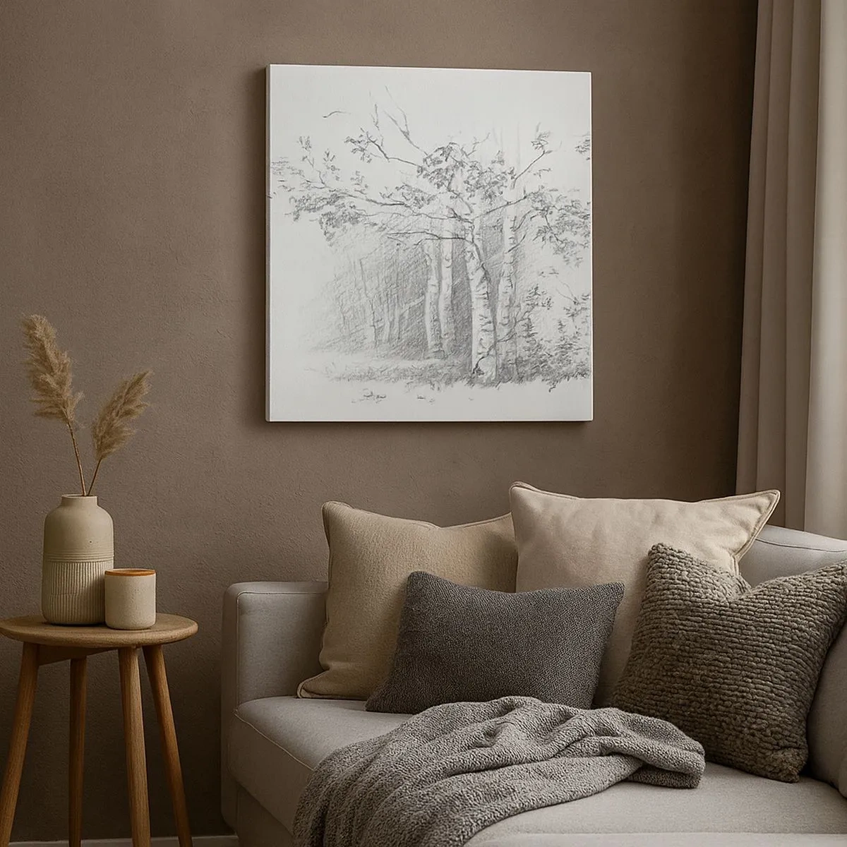 Tablou pe pânză - Lumina pădurii de mesteceni - 30x30 cm