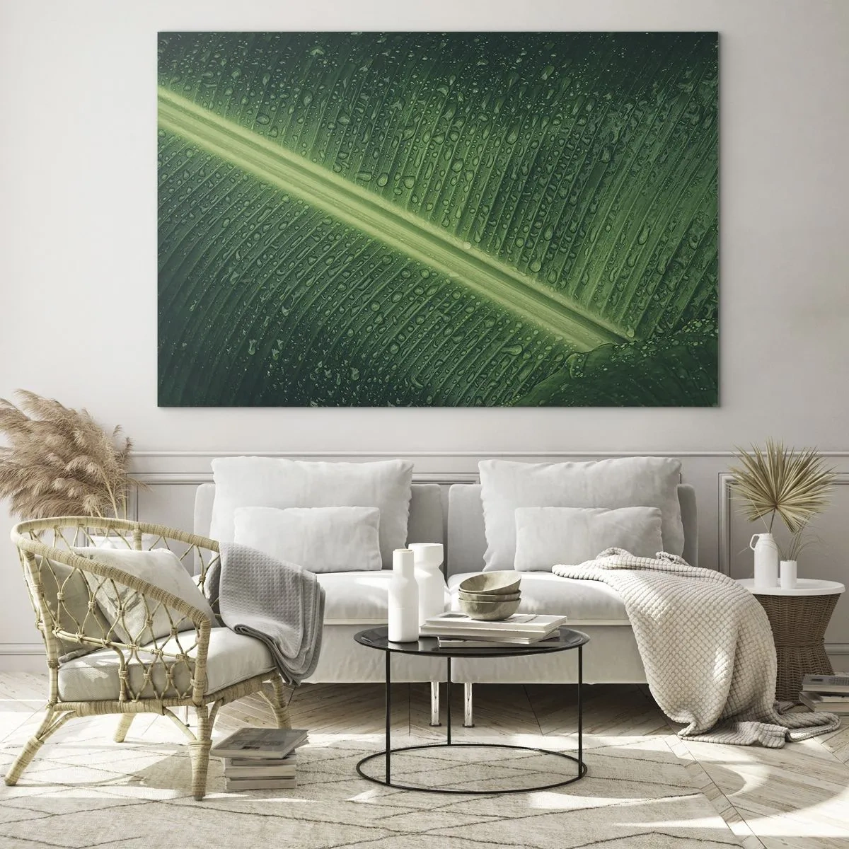 Tablou pe sticlă - Structura verdelui - 100x70 cm