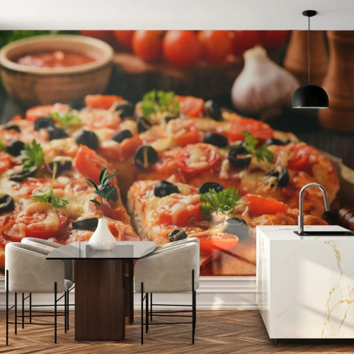 Tapet Standard Eco - Ai scăpat din nou - Gastronomie, Pizza, Roșie - 400x280 cm
