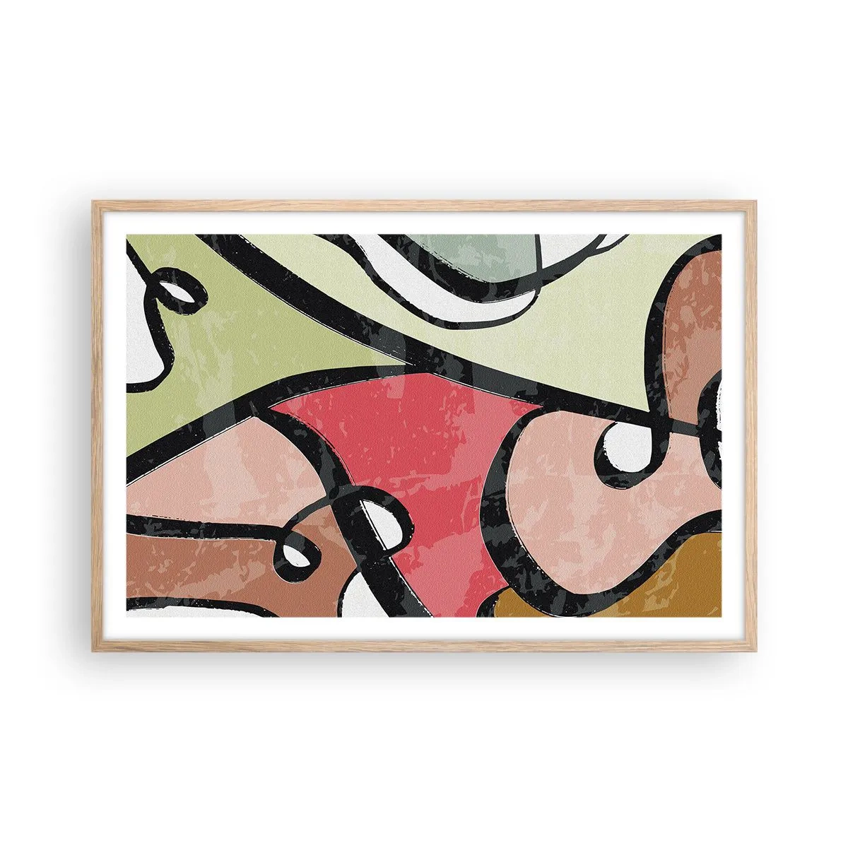 Poster în ramă de stejar deschis - Piruetă printre culori - 91x61 cm