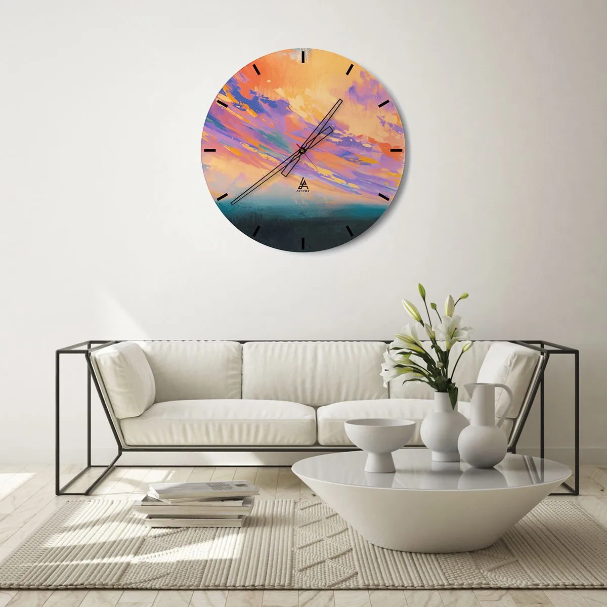 Ceas de perete - Ceas pe sticlă - Puterea de atracție - 40x40 cm