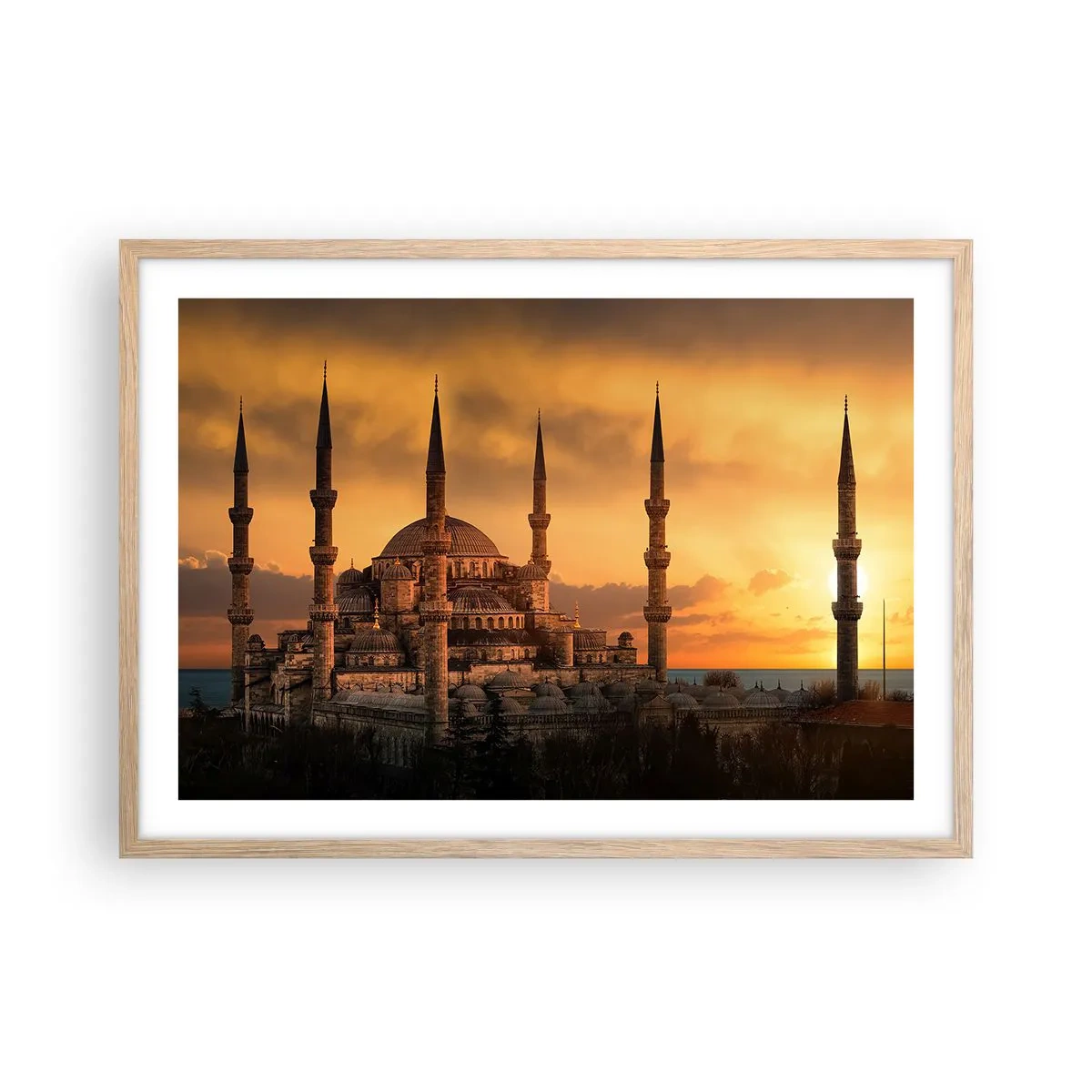 Poster în ramă de stejar deschis - Dumnezeu este mare - 70x50 cm