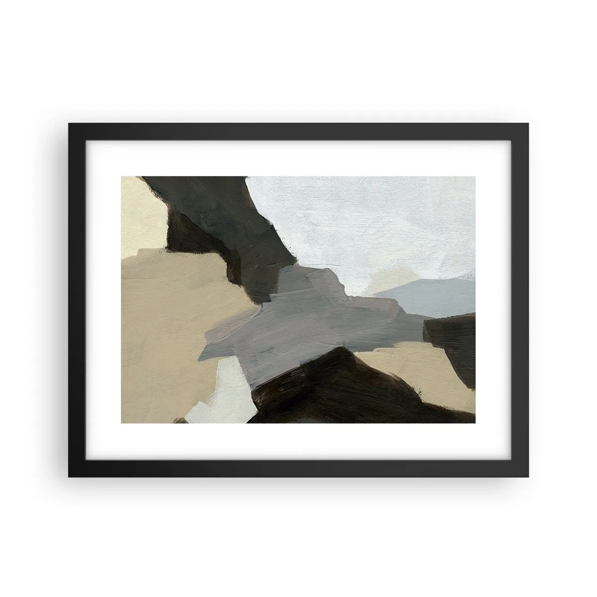 Poster în ramă neagră - Abstracție: despărțirile griului - 40x30 cm