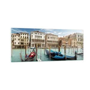 Tablou pe sticlă - Palate în albastru - 100x40 cm