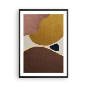 Poster în ramă neagră - Compoziție geometrică abstractă în culori calde - 50x70cm - Abstracție - un loc în spațiu - Decorațiune modernă pentru perete pentru living și dormitor ARTTOR