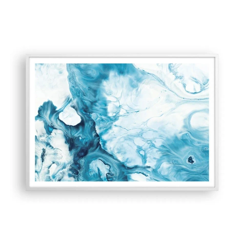 Poster în ramă albă - Concert de nuanțe de albastru - 100x70 cm