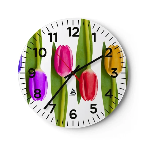 Ceas de perete - Ceas pe sticlă - Compoziție curcubeu - 30x30 cm