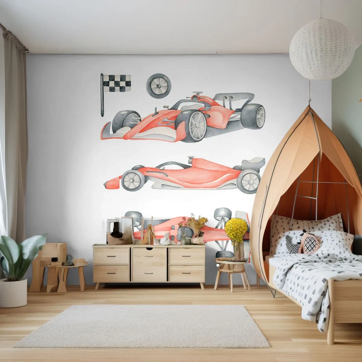 Tapet Standard Eco - Prindeți visul - Mașini de curse, Mașini, Pentru copii - 350x256 cm