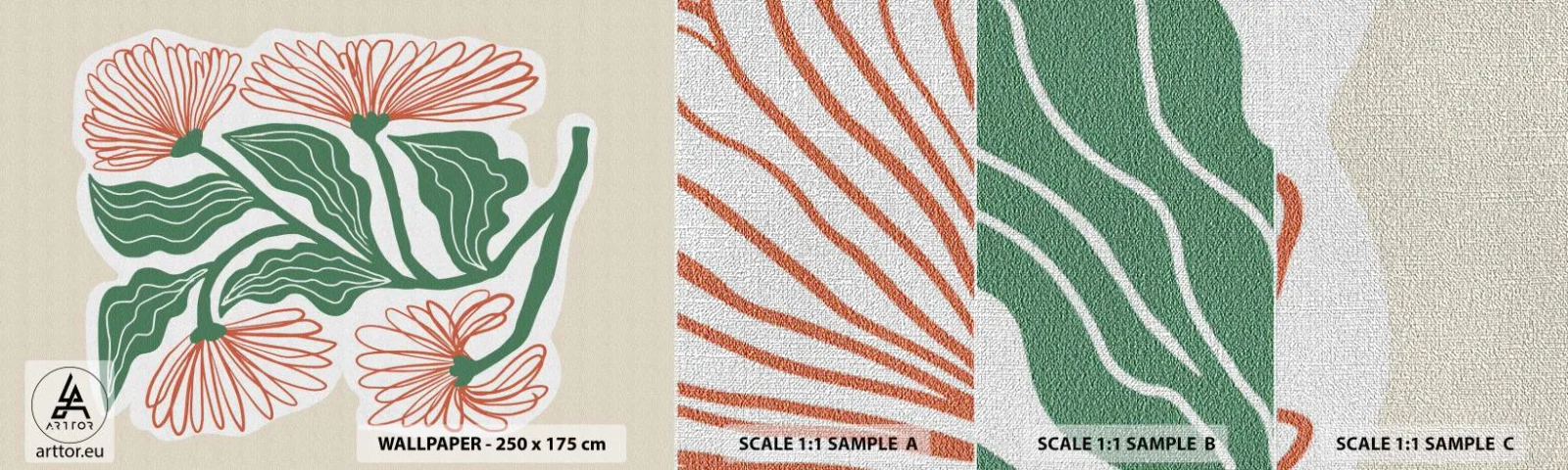 Mostră tapet Premium Canvas - Folclor modern - Boho, Flori, Minimalism - 100x30 cm