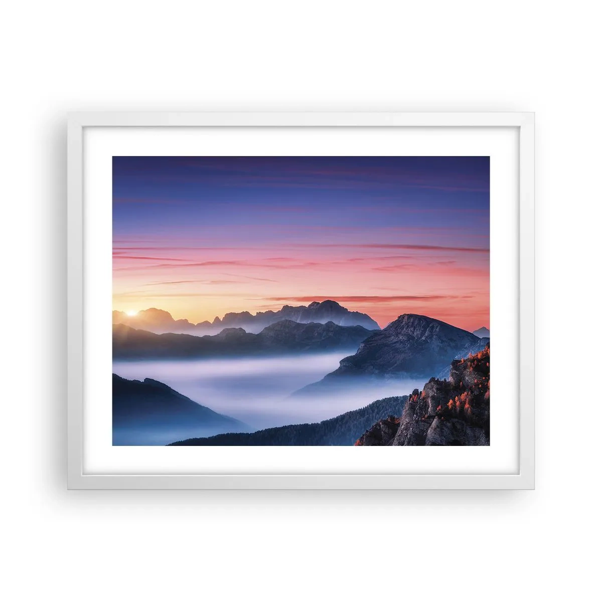 Poster în ramă albă - Peste văi - 50x40 cm