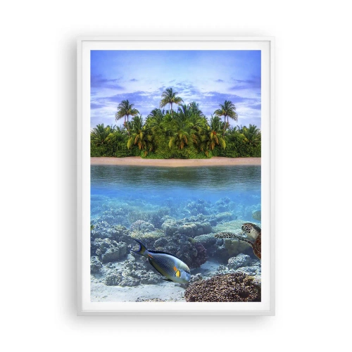 Poster în ramă albă - Insula paradisiacă vă invită - 70x100 cm