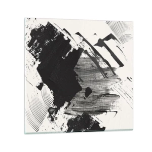 Tablou pe sticlă - Abstracție - expresie de negru - 30x30 cm