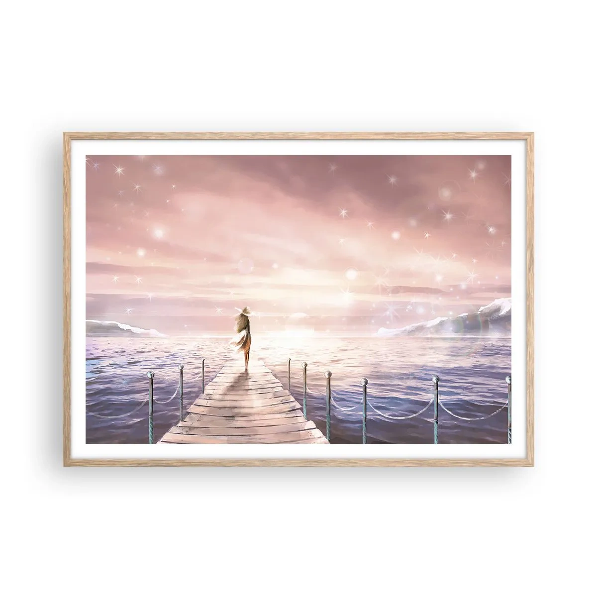 Poster în ramă de stejar deschis - În lumina unui vis - 100x70 cm