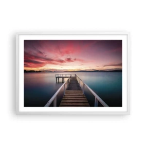 Poster în ramă albă - Flacăra blândă a serii - 70x50 cm