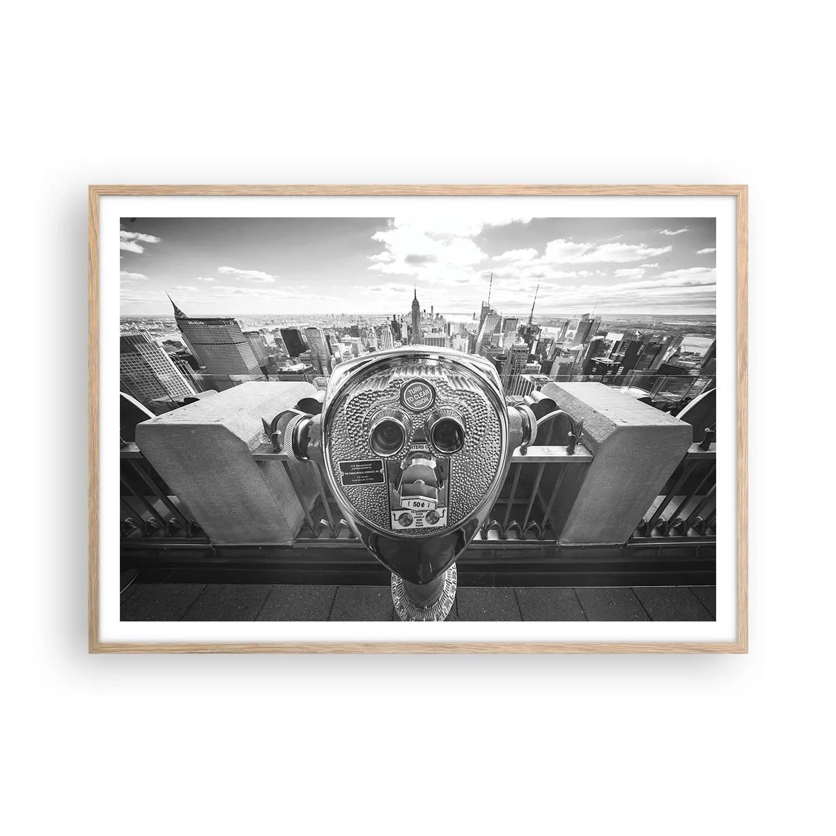 Poster în ramă de stejar deschis - Orașul de deasupra orașelor - 100x70 cm