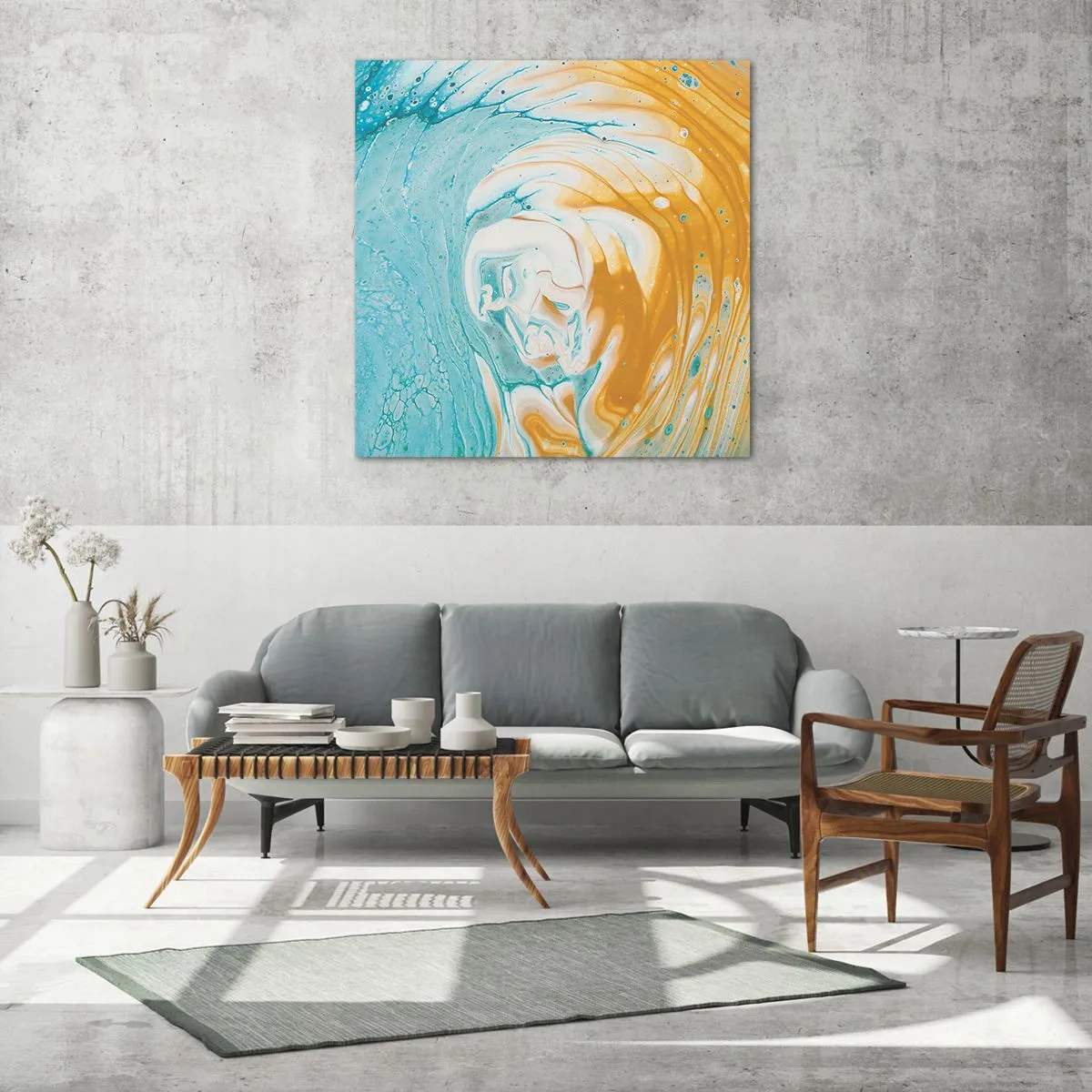 Tablou pe sticlă - Vârtej de pastel - 30x30 cm