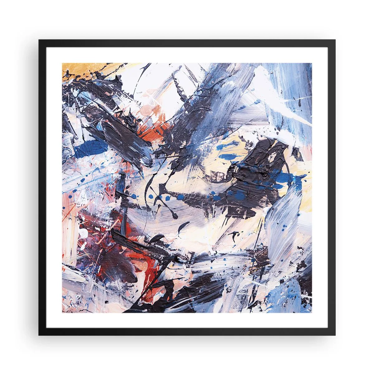 Poster în ramă neagră - Dansul nebun al abstracției - 60x60 cm