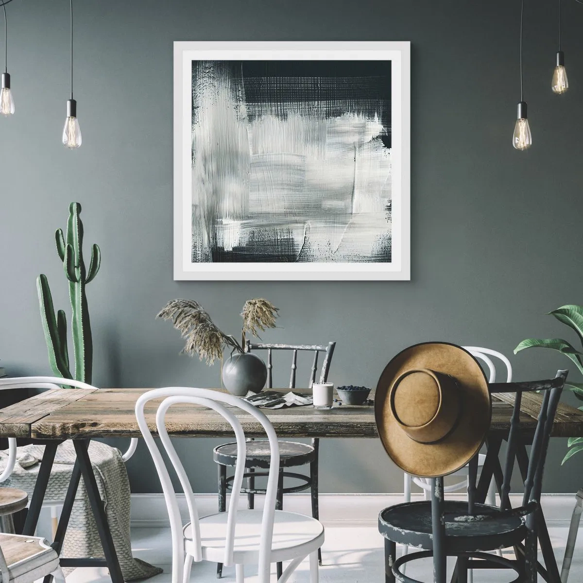 Poster în ramă albă - Țesut vertical și orizontal - 50x50 cm