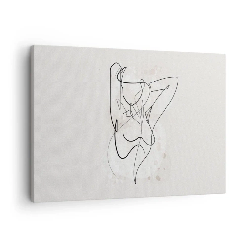 Tablou pe pânză Canvas - Figură de artă liniară abstractă pe un fundal deschis - 70x50cm - Arta seducției - Decorațiune modernă pentru perete pentru living și dormitor ARTTOR