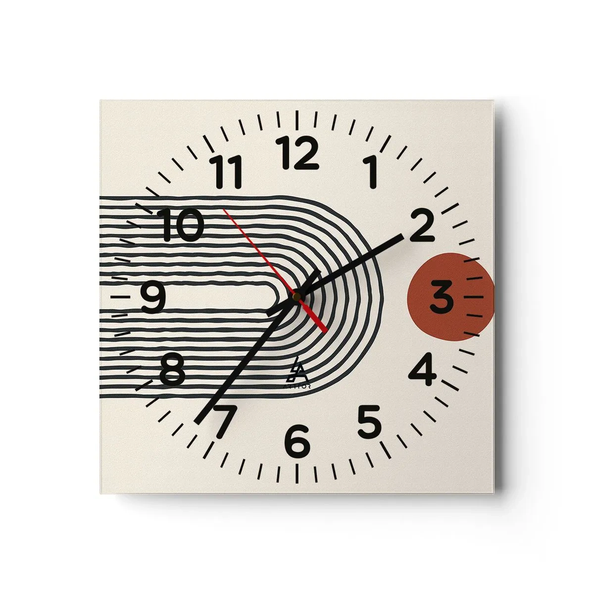 Ceas de perete - Ceas pe sticlă - Magnetismul formelor și al culorilor - 30x30 cm