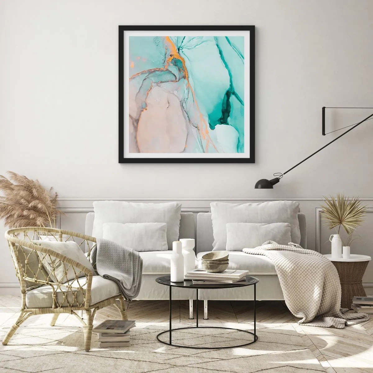 Poster în ramă neagră - Dansul formelor și al culorilor - 40x40 cm