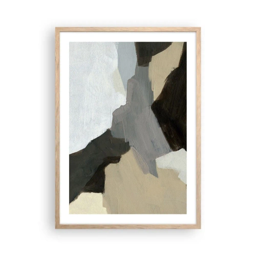 Poster în ramă de stejar deschis - Abstracție: despărțirile griului - 50x70 cm