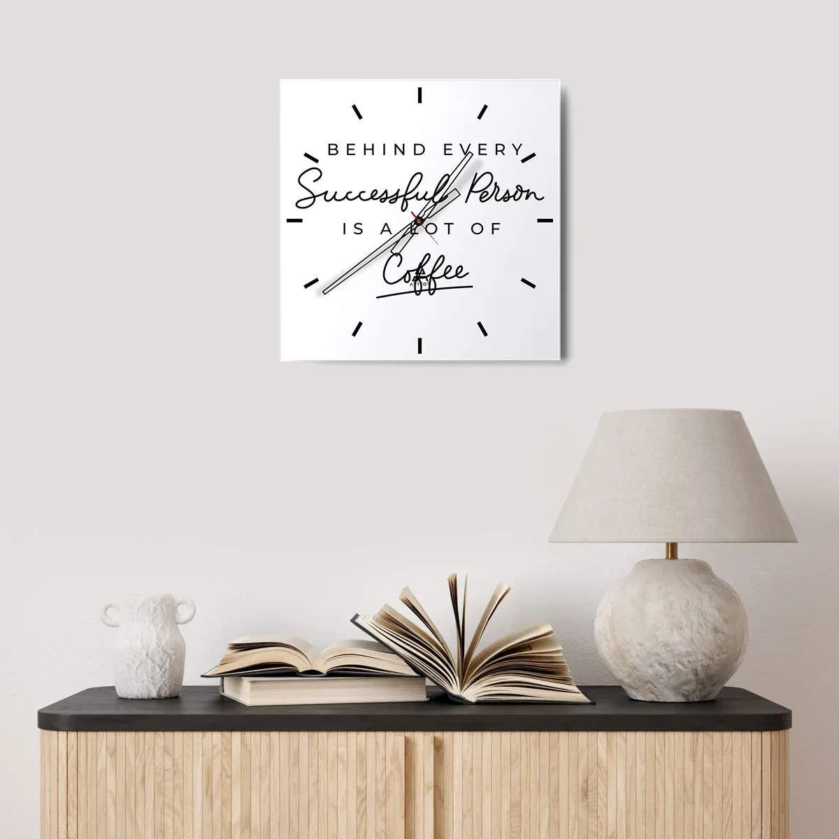 Ceas de perete - Ceas pe sticlă - Secretul succesului - 40x40 cm