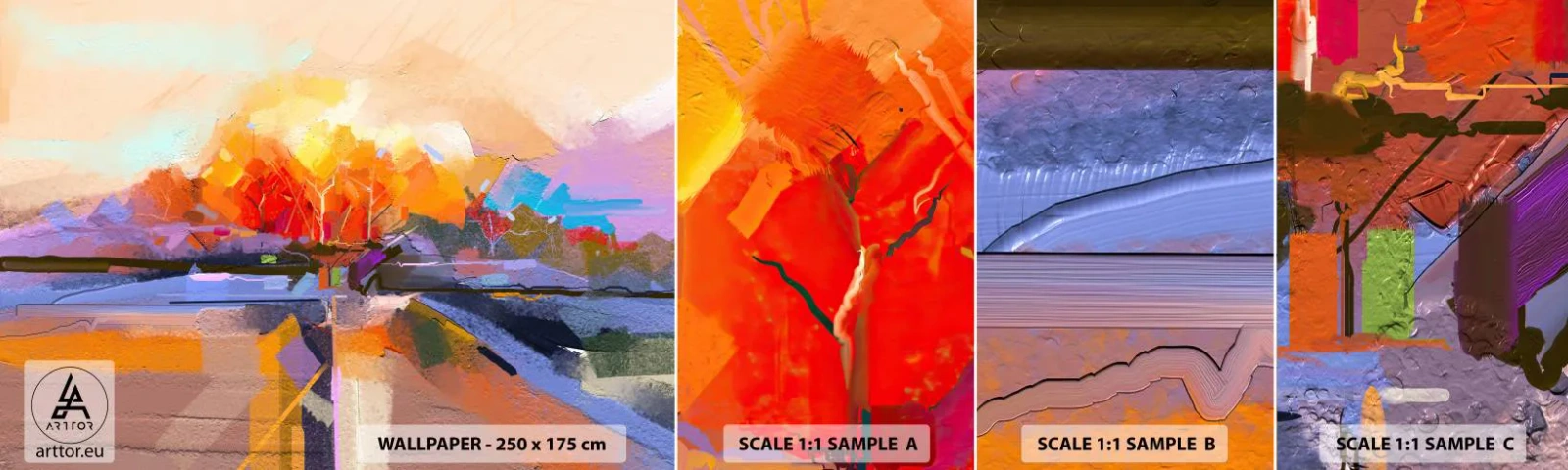 Mostră de Tapet Standard Eco - A devenit toamnă - Peisaj, Bucată, Natură - 100x30 cm