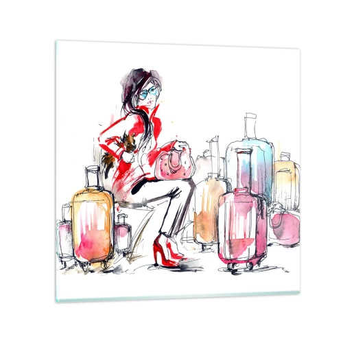 Tablou pe sticlă - Să ne așezăm înainte de călătorie - 40x40 cm