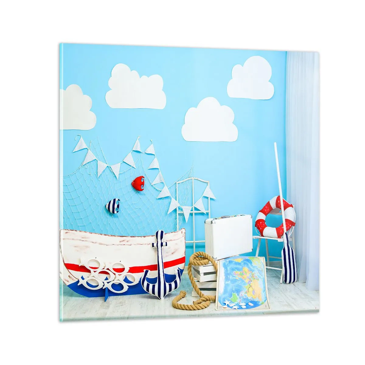 Tablou pe sticlă - Dorința copilărească de aventură - 60x60 cm
