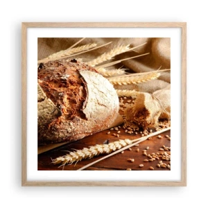 Poster în ramă de stejar deschis - Apetisantă, parfumată, crocantă - 50x50 cm