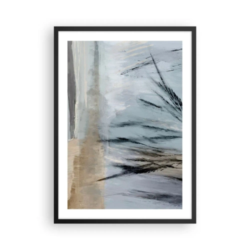 Poster în ramă neagră - O abstracțiune delicată inspirată de natură, în culori discrete. - 50x70cm - Câmpuri de iarnă - Decorațiune modernă pentru perete pentru living și dormitor ARTTOR