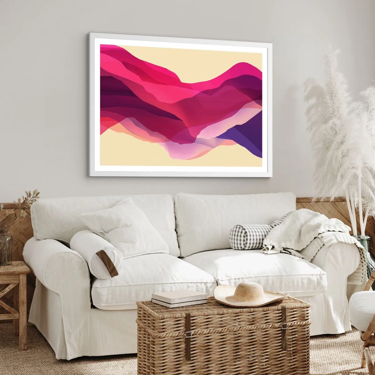 Poster în ramă albă - Valuri de violet - 70x50 cm