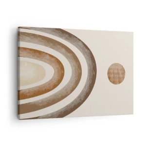 Tablou pe pânză Canvas - Motiv planetar geometric în nuanțe de maro - 70x50cm - Într-o galaxie îndepărtată - Decorațiune modernă pentru perete pentru living și dormitor ARTTOR