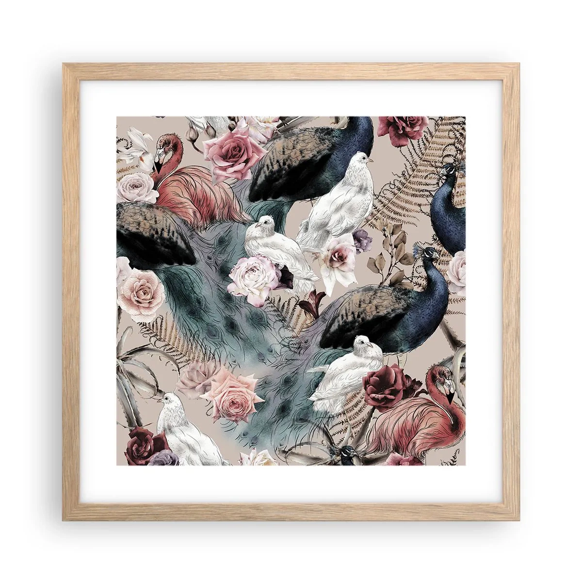 Poster în ramă de stejar deschis - În grădina palatului - 40x40 cm