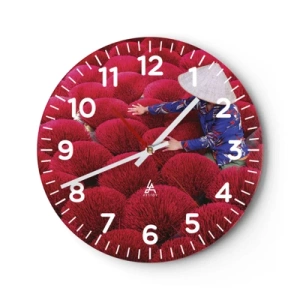 Ceas de perete - Ceas pe sticlă - Într-un câmp de orez - 30x30 cm