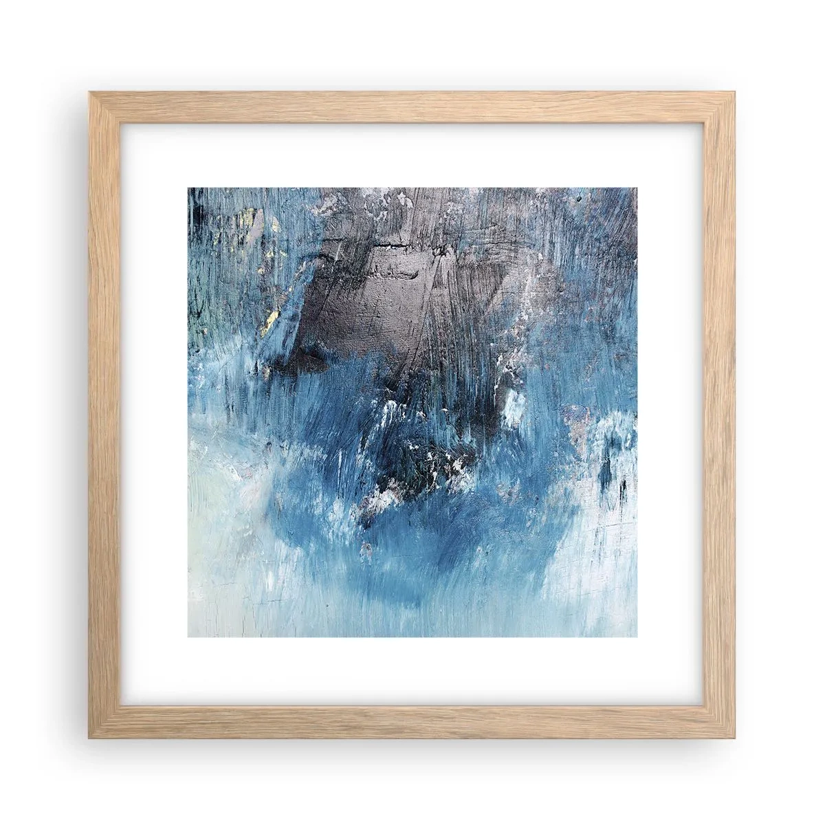 Poster în ramă de stejar deschis - Rapsodie albastră - 30x30 cm