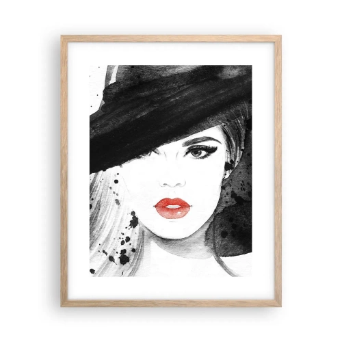 Poster în ramă de stejar deschis - Doamna în negru - 40x50 cm
