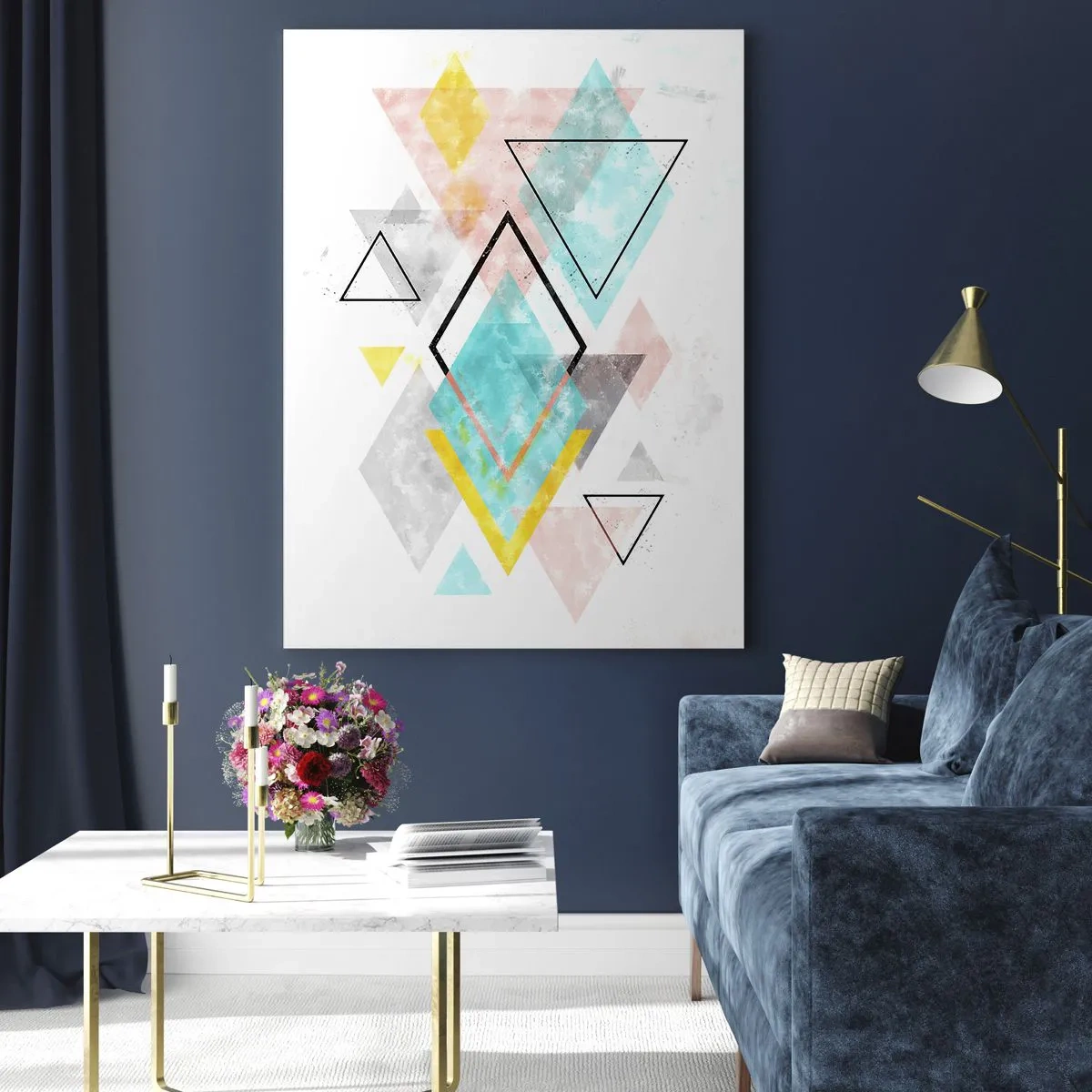 Tablou pe sticlă - Joc geometric - 50x70 cm