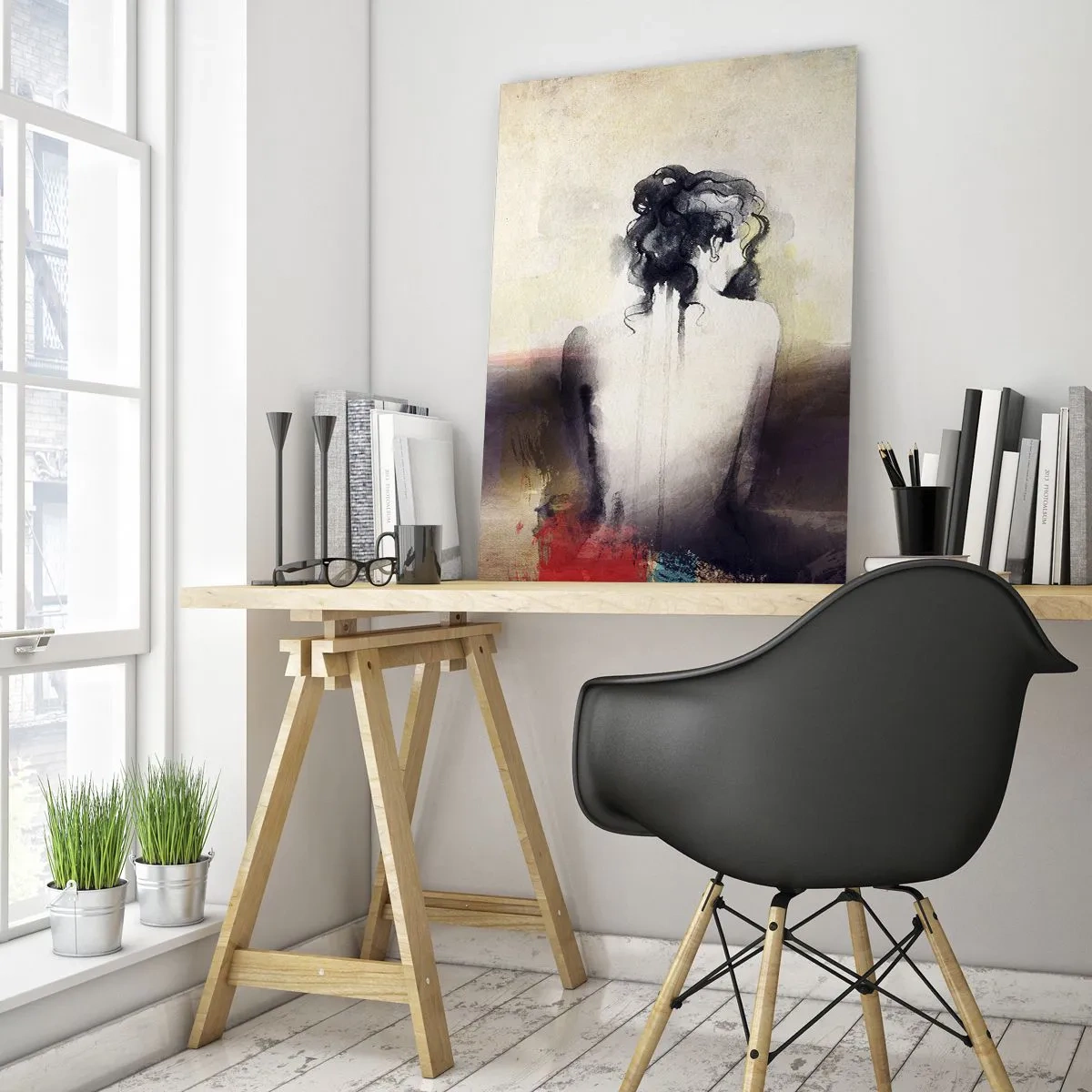 Tablou pe sticlă - Linii moi, forme ovale - 50x70 cm