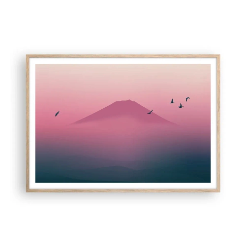 Poster în ramă de stejar deschis - Călători deasupra norilor - 100x70 cm