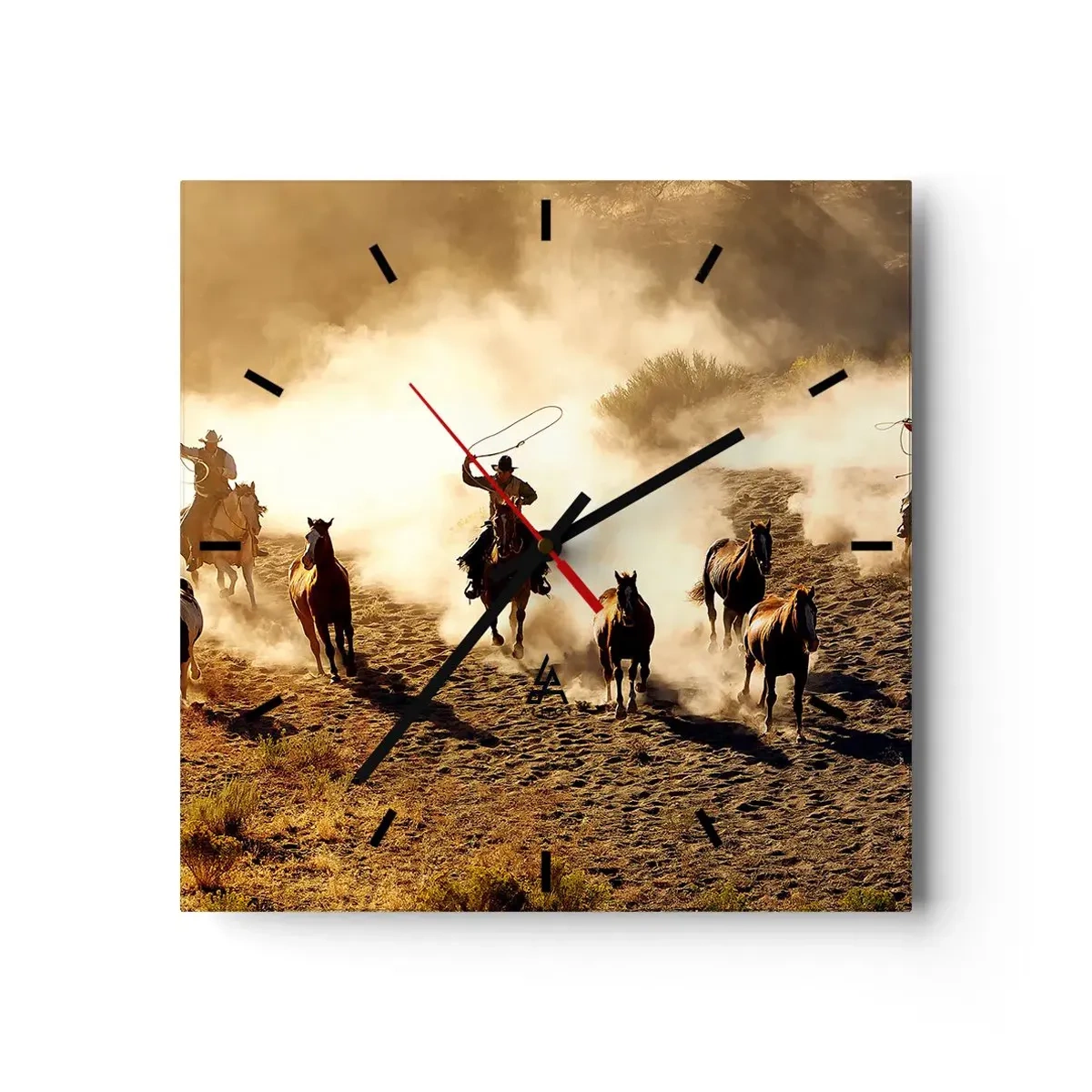 Ceas de perete - Ceas pe sticlă - Un vest cu adevărat sălbatic - 40x40 cm