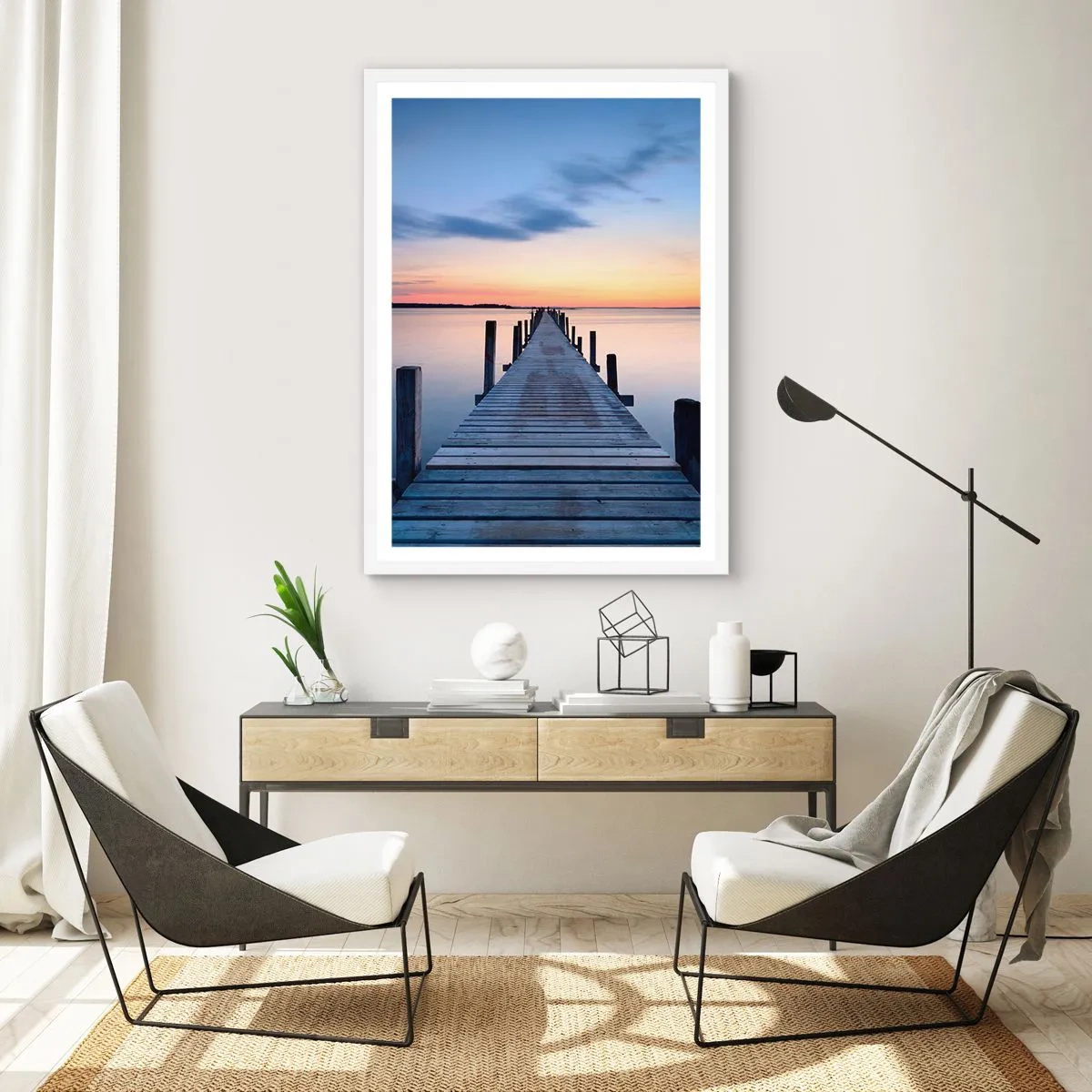 Poster în ramă albă - Calmul unui amurg senin - 70x100 cm