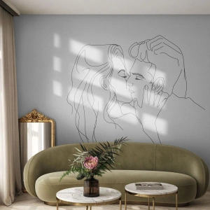 Tapet Premium Sand - Cu aceeași linie - Grafică, Cuplu îndrăgostit, Pup - 100x70 cm