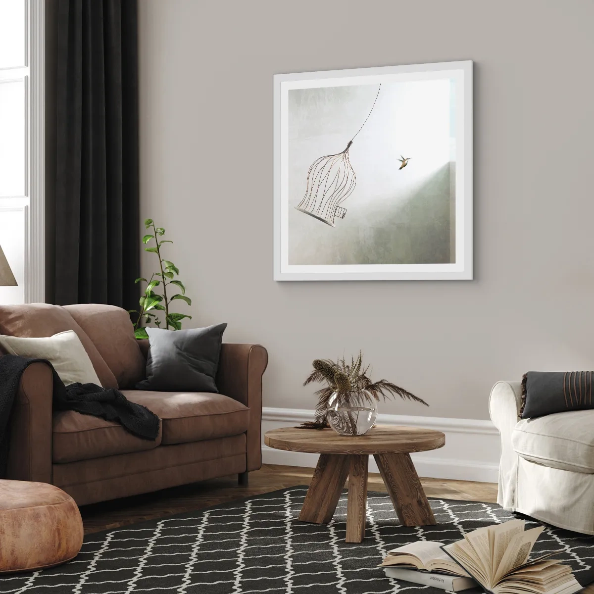 Poster în ramă albă - Eliberat - 30x30 cm