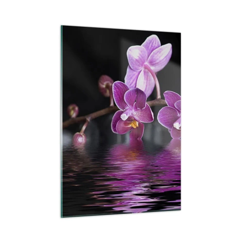Tablou pe sticlă - Reflecție de frumusețe în liliac - 50x70 cm