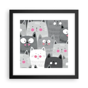 Poster în ramă neagră - Lumea felină - 30x30 cm