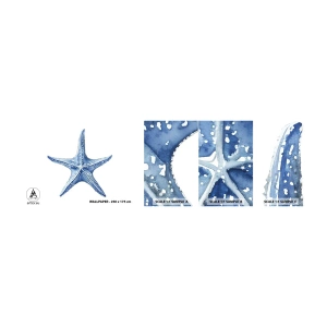 Mostră tapet autocolant Deluxe Sticker - Steaua mării - Stea de mare, Litoral, recif de corali - 100x30 cm