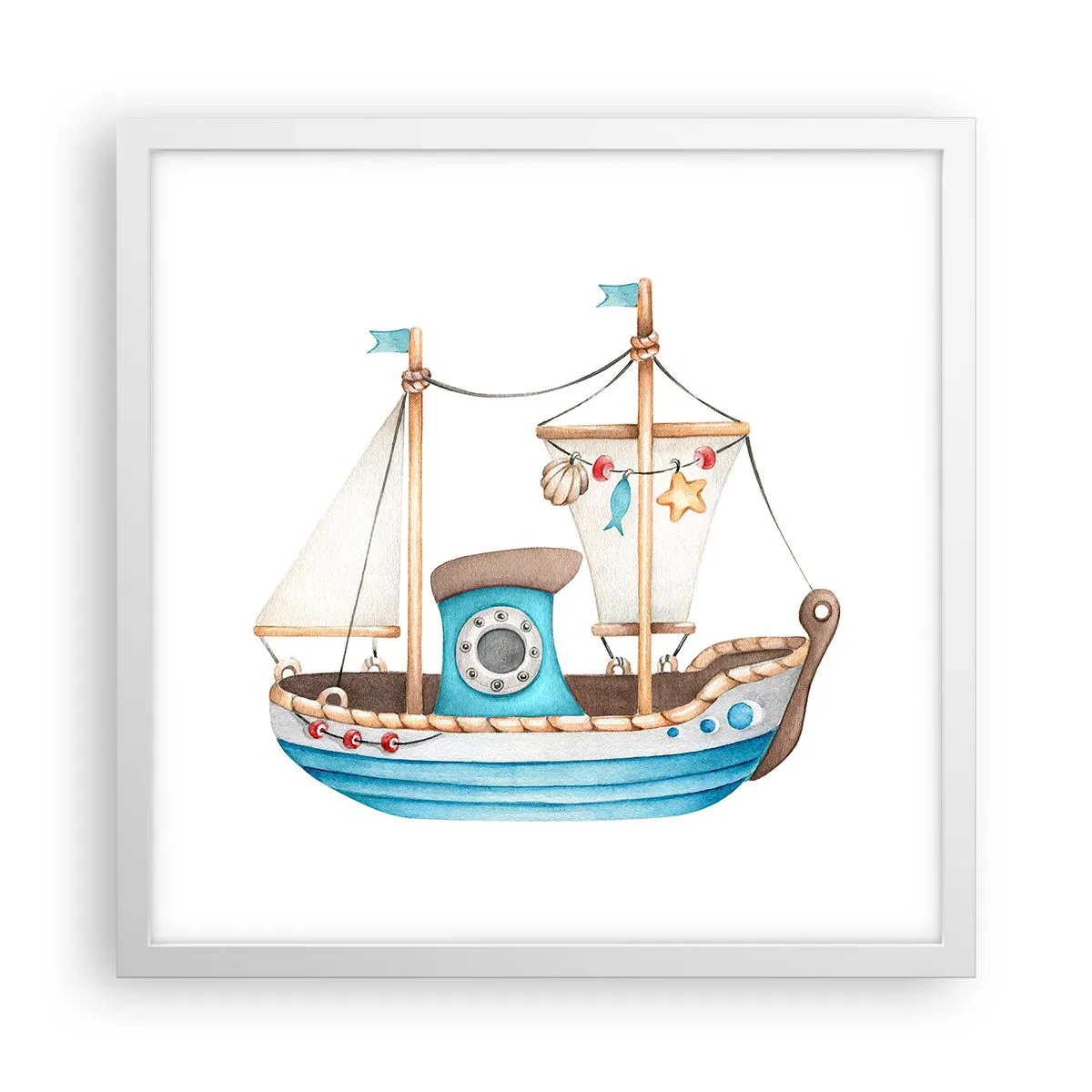 Poster în ramă albă - Ahoy aventura! - 40x40 cm