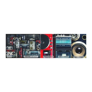 Mostră de Tapet Standard Eco - Nostalgie pentru anii `80. - Casetofon, Amplificator muzical, Echipament muzical de epocă - 100x30 cm